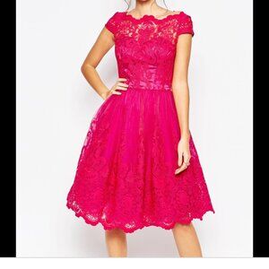 Chi Chi London (ModCloth) Pink Lace Overlay Dress